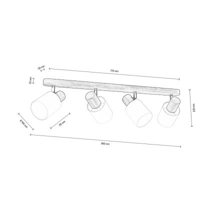 Foco de techo TRENDY 4xE27/15W/230V pino