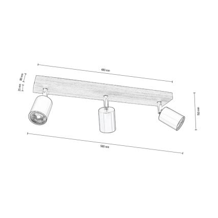 Foco de techo MANARA 3xGU10/5W/230V pino