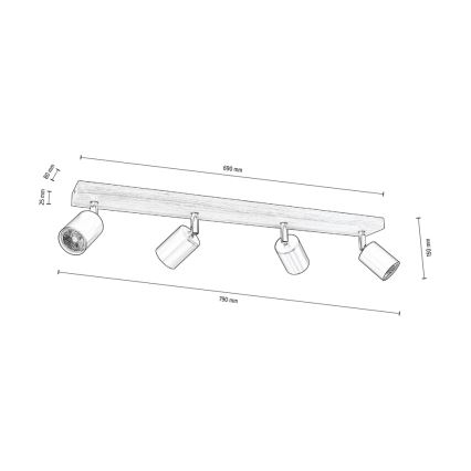 Foco de techo MANARA 4xGU10/5W/230V pino