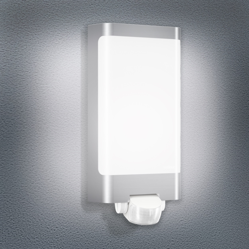 STEINEL 010461 - Lámpara LED con sensor para exterior L240LED LED/7,5W acero inoxidable IP44
