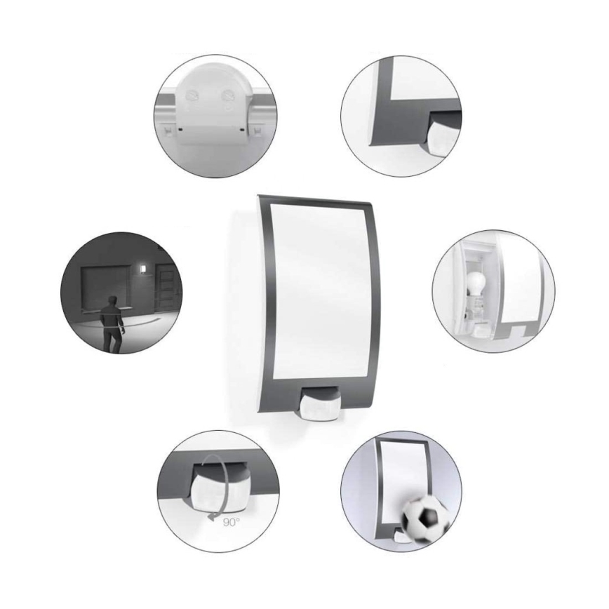 STEINEL 035709 - Lámpara exterior con sensor L22 1xE27/60W/230V IP44