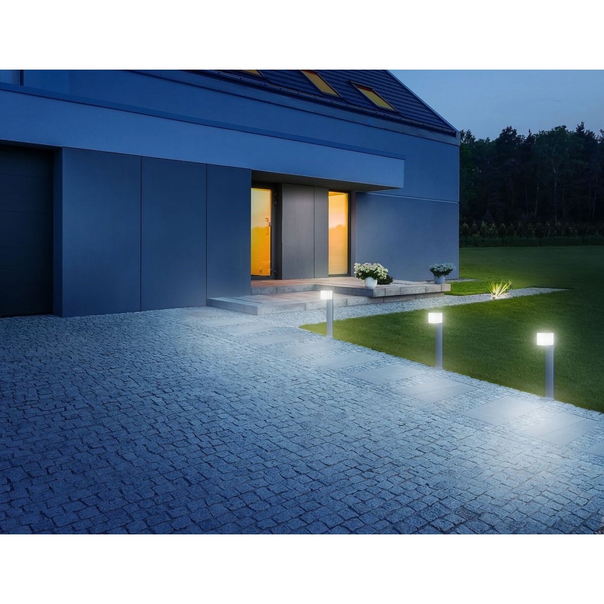 Steinel 055486 - LED Lámpara exterior con sensor CUBO LED/9,5W/230V IP44 plateada