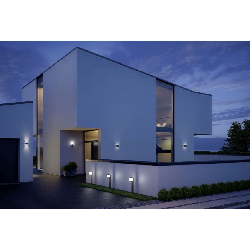 Steinel 055486 - LED Lámpara exterior con sensor CUBO LED/9,5W/230V IP44 plateada