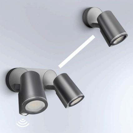 STEINEL 058654 - Aplique para exterior LED con sensor SPOT DUO 2xGU10/7,5W/230V IP44