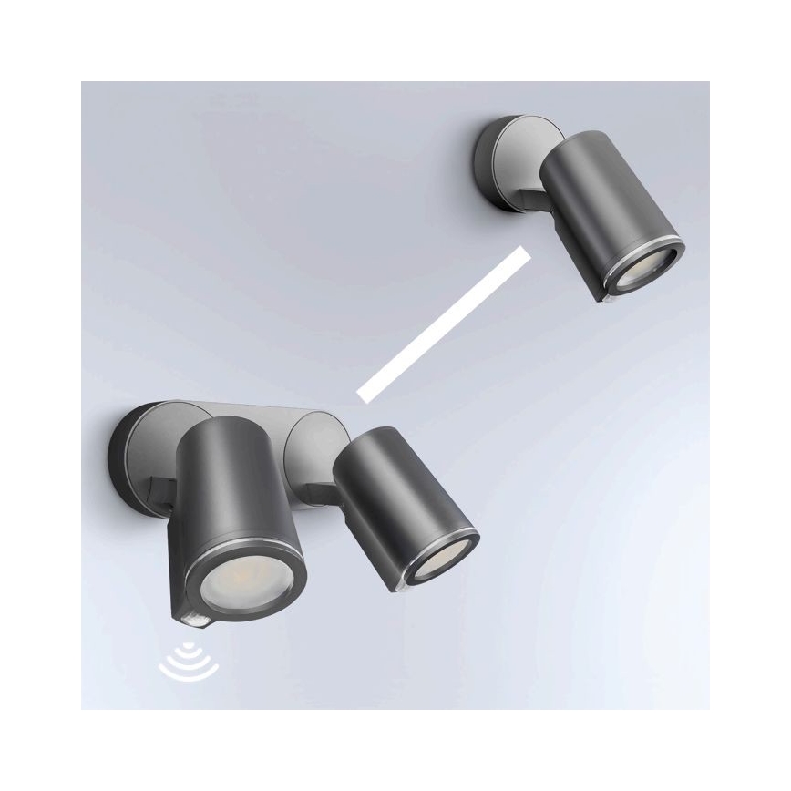 STEINEL 058654 - Aplique para exterior LED con sensor SPOT DUO 2xGU10/7,5W/230V IP44