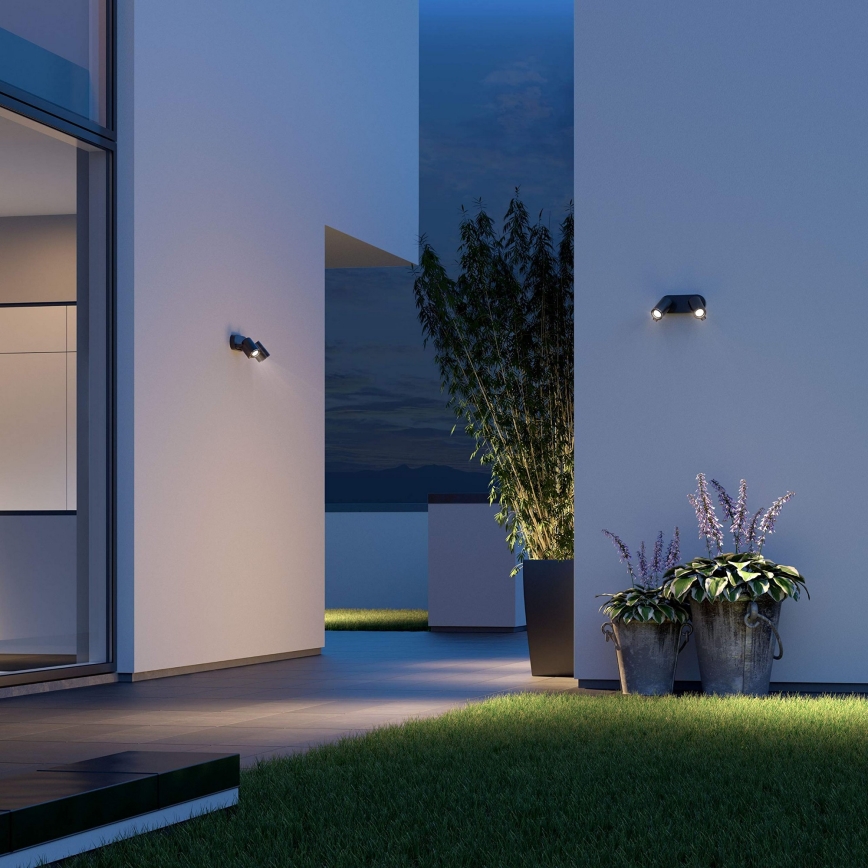 STEINEL 058654 - Aplique para exterior LED con sensor SPOT DUO 2xGU10/7,5W/230V IP44