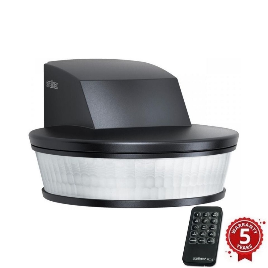 Steinel 059606 - Sensor de movimiento SensIQ S IP54 negro + mando a distancia