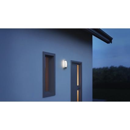 Steinel 065782 - Aplique de exterior con sensor crepuscular L 22 1xE27/60W/230V IP44 acero inoxidable