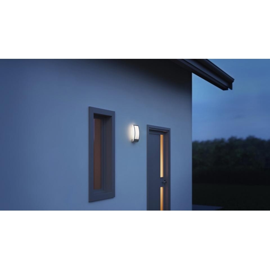 Steinel 065782 - Aplique de exterior con sensor crepuscular L 22 1xE27/60W/230V IP44 acero inoxidable