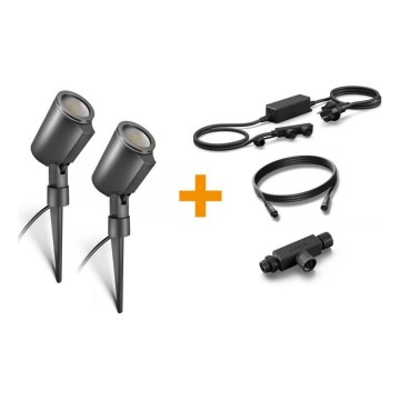 Steinel 093907 - Kit básico LED RGBW, 2x lámparas exteriores LED/7,8W/24V IP65