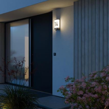 Steinel 094263 - Lámpara para número de casa con sensor, 1xE27/15W/230V, L 14 S, IP44
