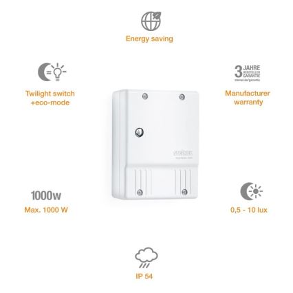 STEINEL 550615 - Interruptor crepuscular NightMatic 3000 Vario blanco IP54
