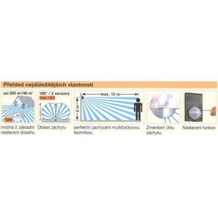 STEINEL 603618 - Sensor de movimiento exterior IS 180-2 acero inoxidable IP54