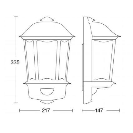 Steinel 644512 - Lámpara de pared de exterior con sensor L 190 S 1xE27/100W/230V IP44