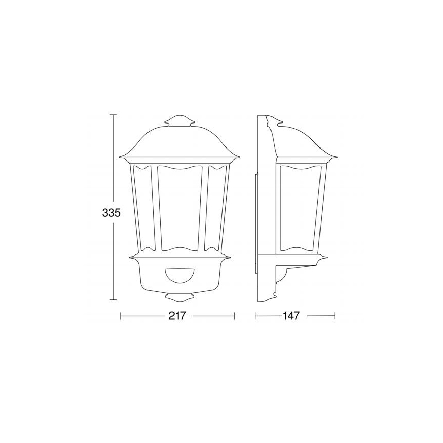 Steinel 644512 - Lámpara de pared de exterior con sensor L 190 S 1xE27/100W/230V IP44