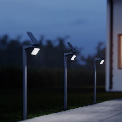 STEINEL 671211 - Proyector LED con sensor solar XSolar GLS 0,5W/LED plata IP44 2500 mAh