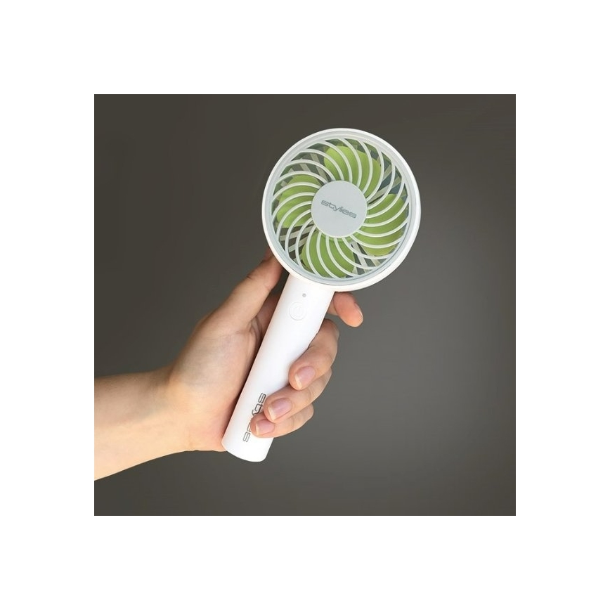 Stylies - Ventilador de mano recargable LACERTA 4W/5V 2500 mAh blanco