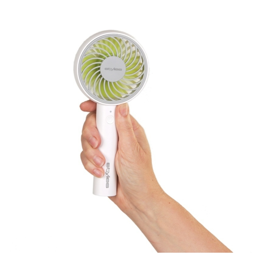 Stylies - Ventilador de mano recargable LACERTA 4W/5V 2500 mAh blanco