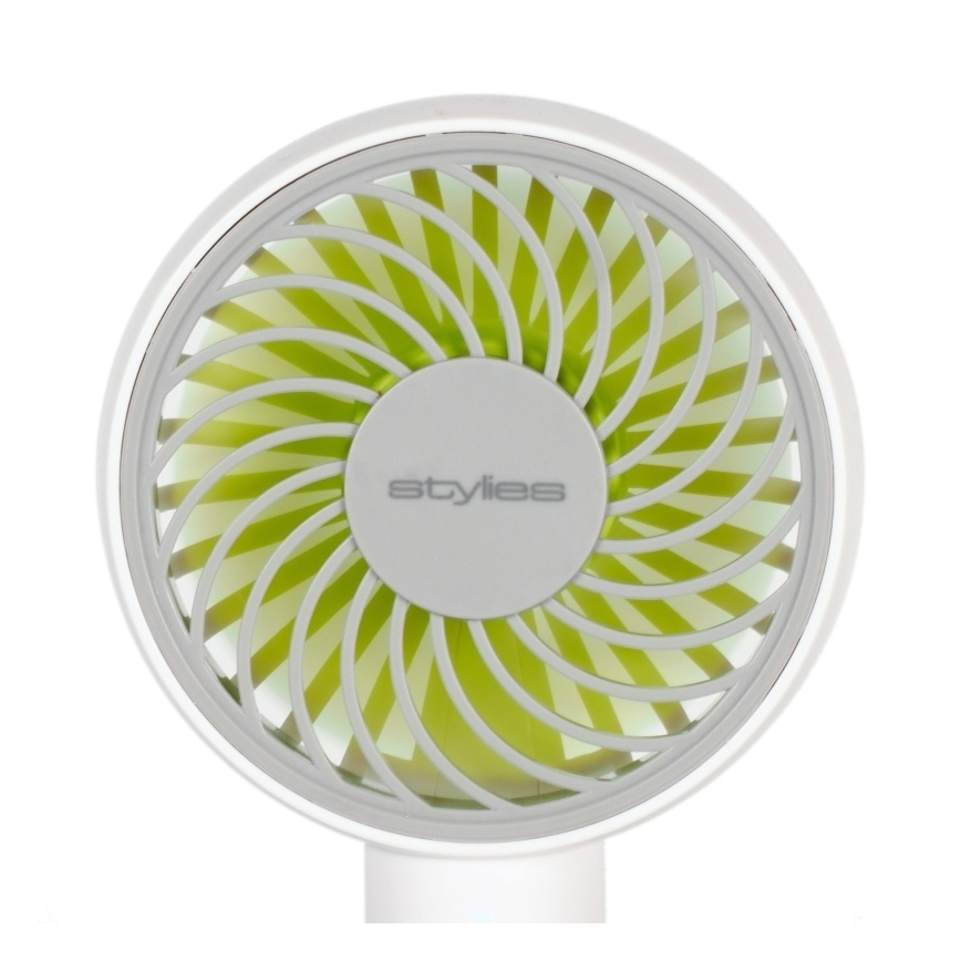 Stylies - Ventilador de mano recargable LACERTA 4W/5V 2500 mAh blanco