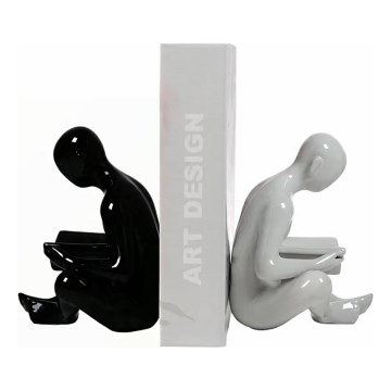 Sujetalibros 17,5x13x14 cm negro/blanco
