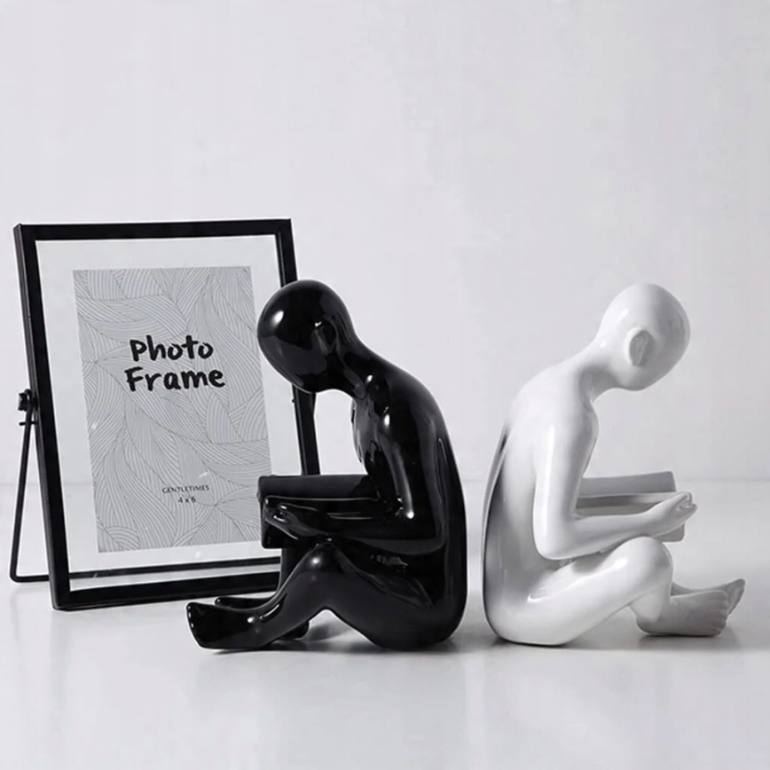 Sujetalibros 17,5x13x14 cm negro/blanco