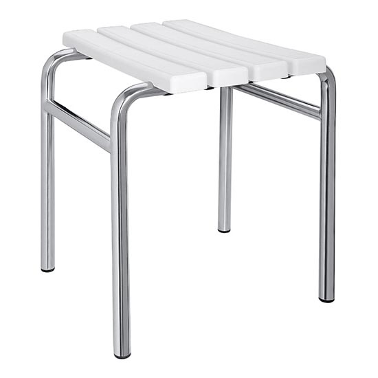 Taburete 44x45 cm plateado/blanco