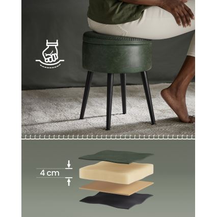 Taburete CORE de cuero, verde