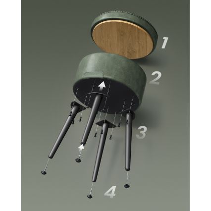 Taburete CORE de cuero, verde