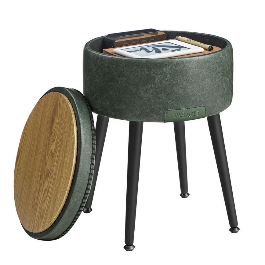 Taburete CORE de cuero, verde