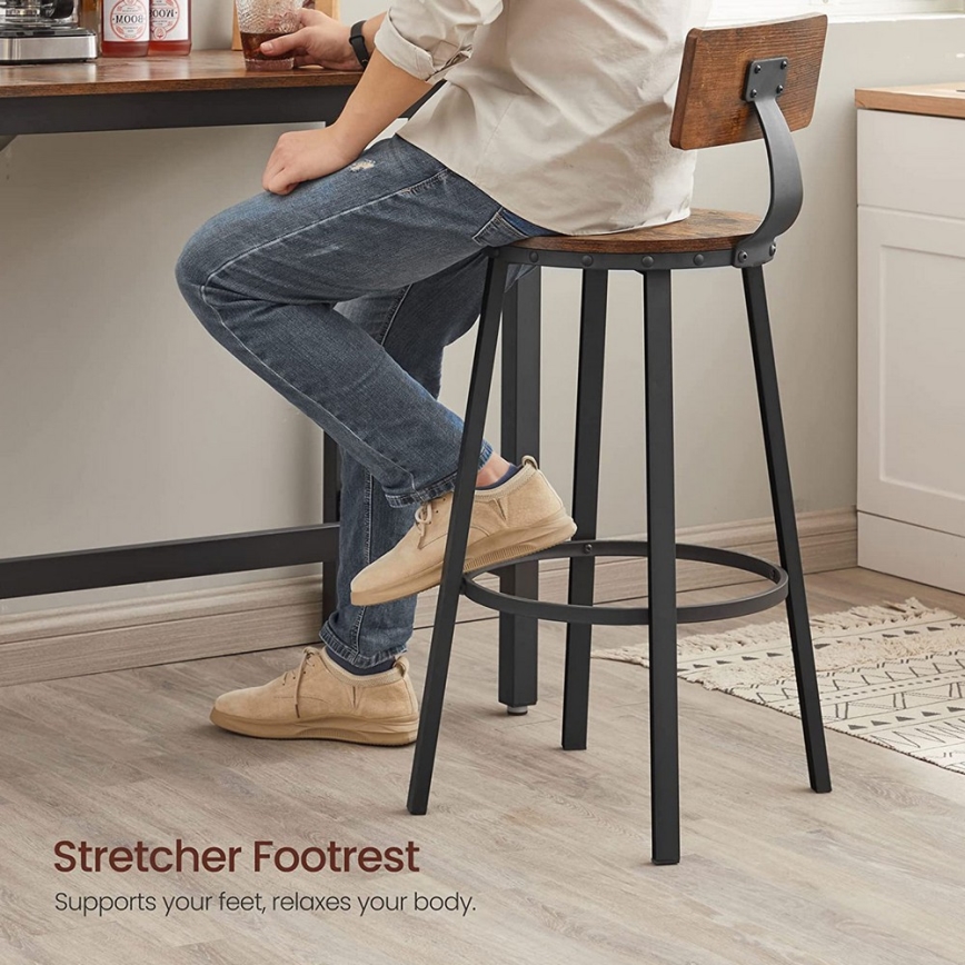 Taburete de bar AVEN marrón/negro