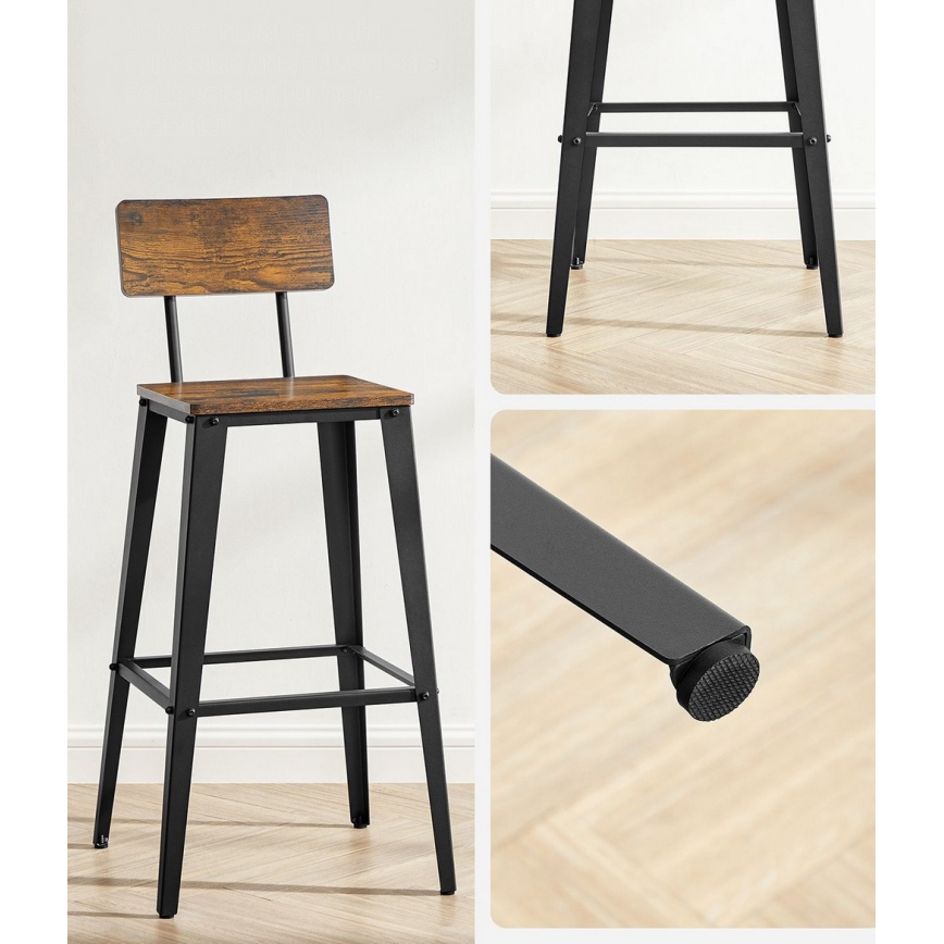 Taburete de bar AVEN marrón/negro