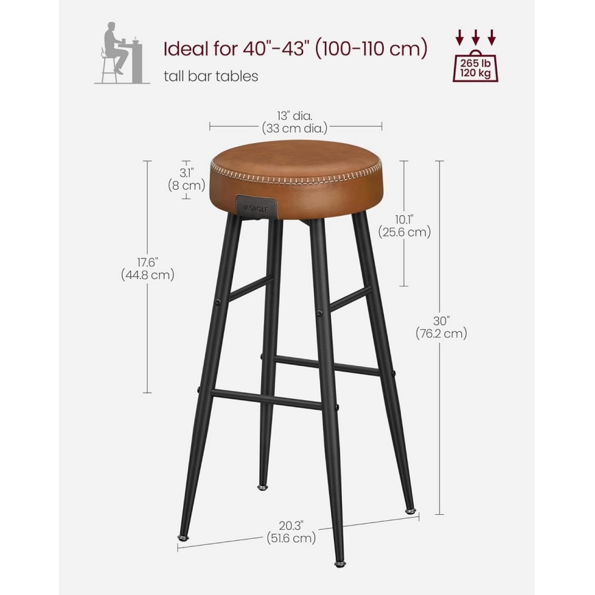 Taburete de bar LIOR marrón/negro