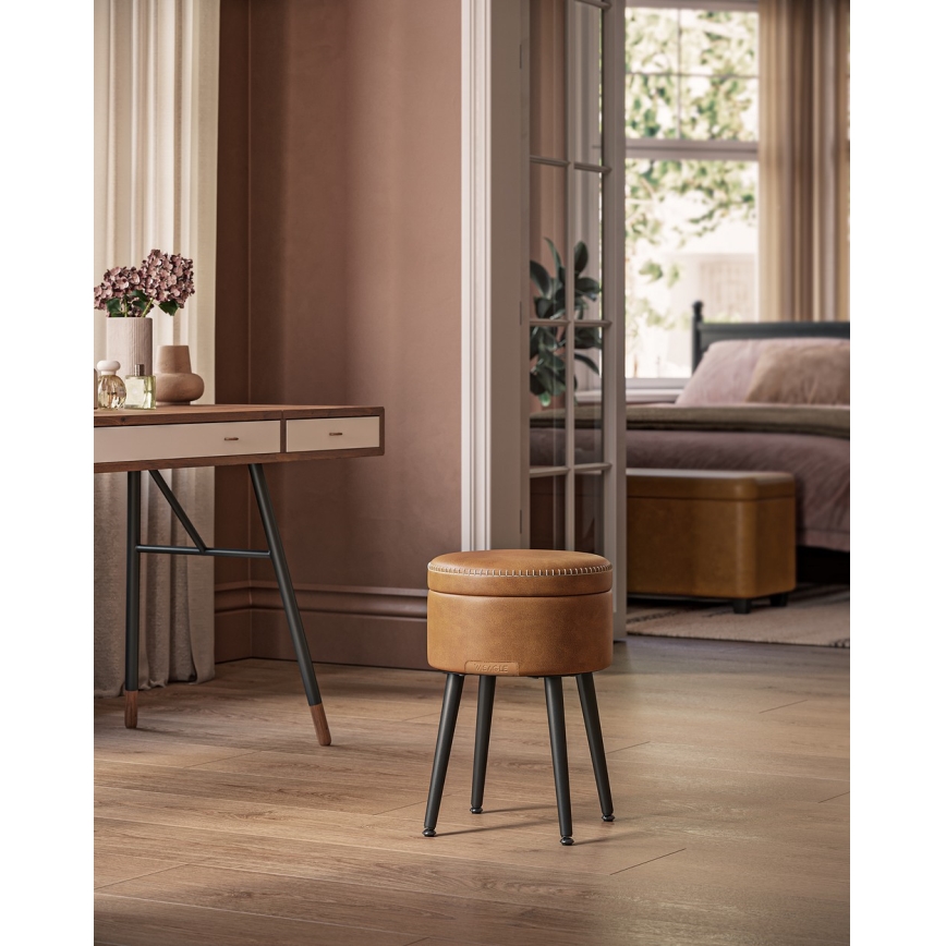 Taburete de cuero CORE color coñac