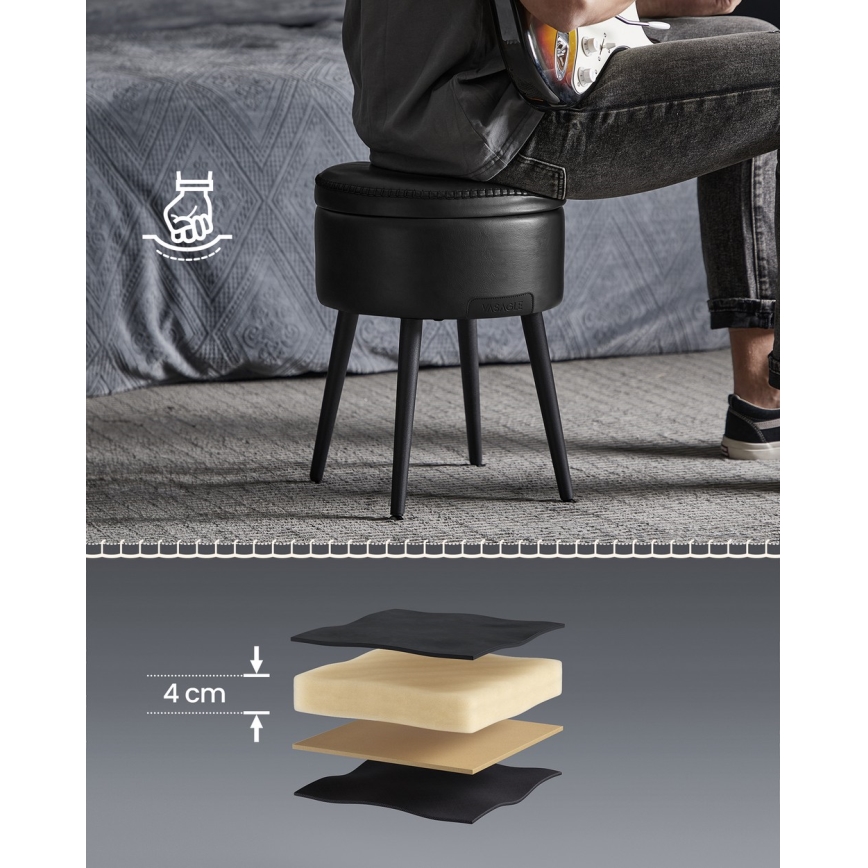 Taburete de cuero CORE negro