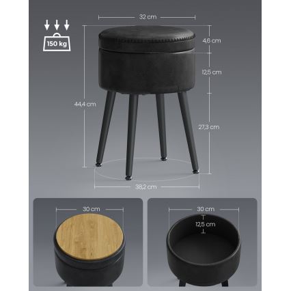 Taburete de cuero CORE negro
