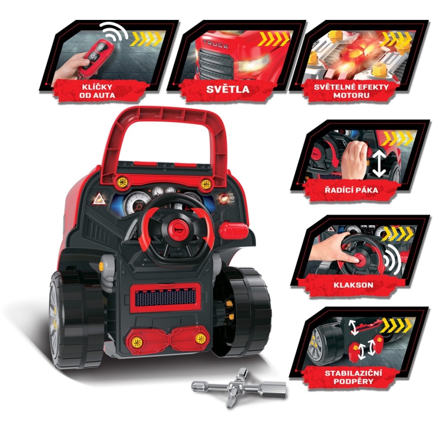 Taller de reparación de coches para niños 3xAAA + 1xCR2025 rojo