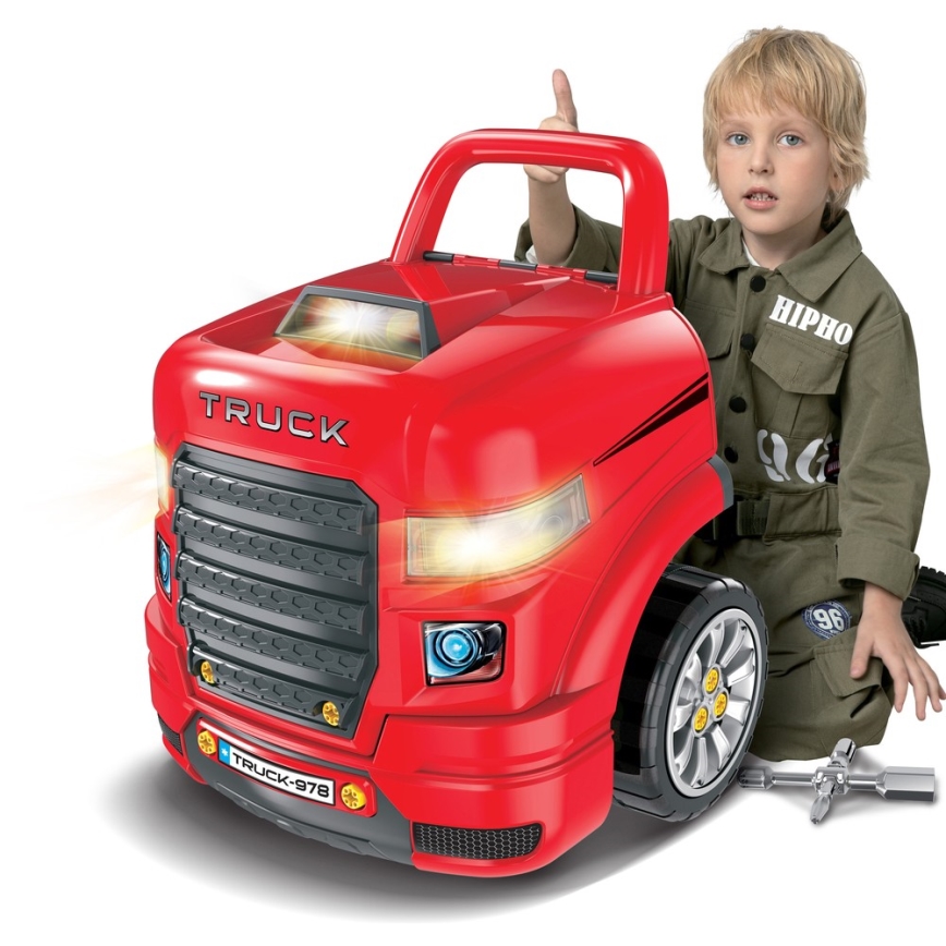 Taller de reparación de coches para niños 3xAAA + 1xCR2025 rojo