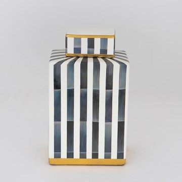 Tarro de cerámica 22x18x8 cm azul/blanco