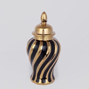 Tarro de cerámica 30x14,8 cm dorado/negro