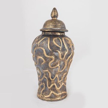 Tarro de cerámica 33,5x16 cm dorado/gris