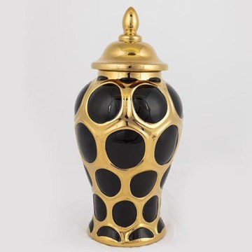 Tarro de cerámica 33,8x16 cm dorado/negro