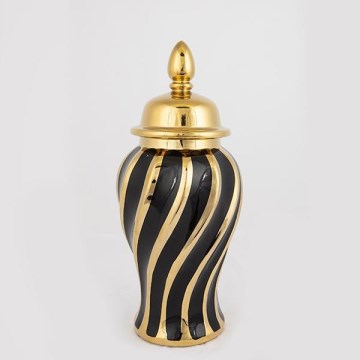 Tarro de cerámica 36,5x16 cm dorado/negro