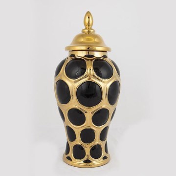 Tarro de cerámica 40x17,7 cm dorado/negro
