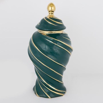 Tarro de cerámica 41x20 cm dorado/verde