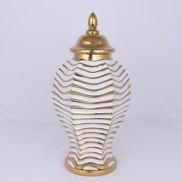 Tarro de cerámica 42,2x21,1 cm dorado/blanco