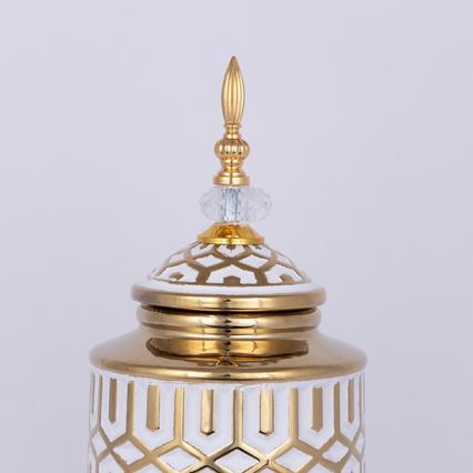 Tarro de cerámica 45,7x16,9 cm dorado/blanco