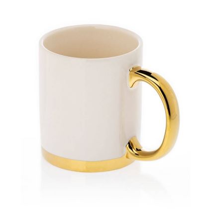 Taza con cuchara LANA crema/dorado