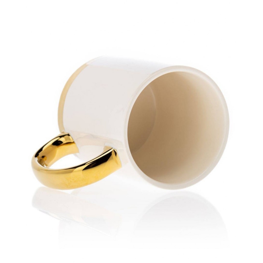 Taza con cuchara LANA crema/dorado