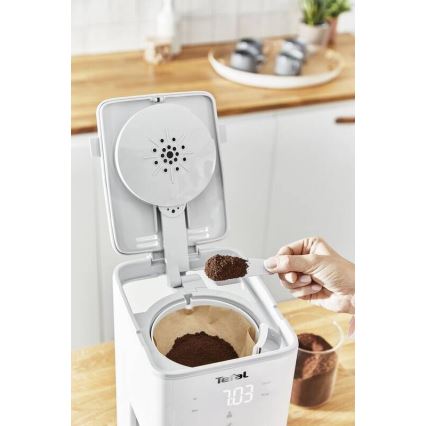 Tefal - Cafetera de goteo con pantalla LCD SENSE 1000W/230V blanco