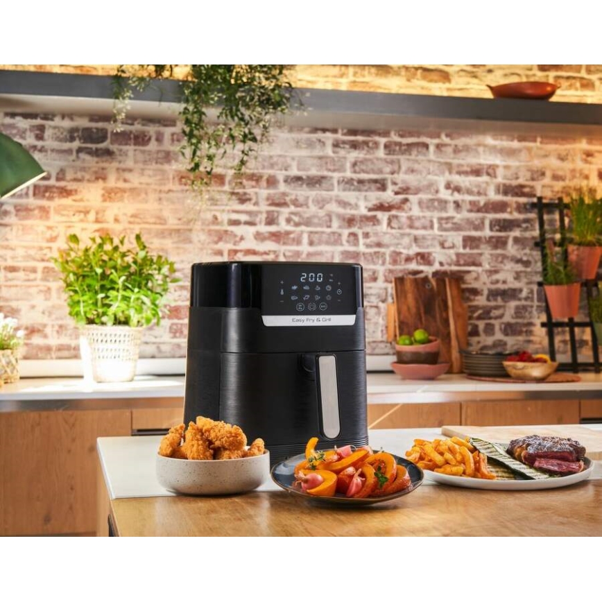 Tefal - Freidora de aire caliente 4,2 l EASY FRY&GRILL 2en1 1550W/230V negro